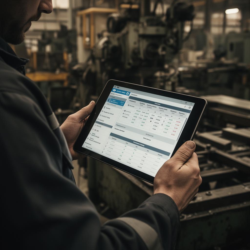 Manufacturing shopfloor operator with tablet